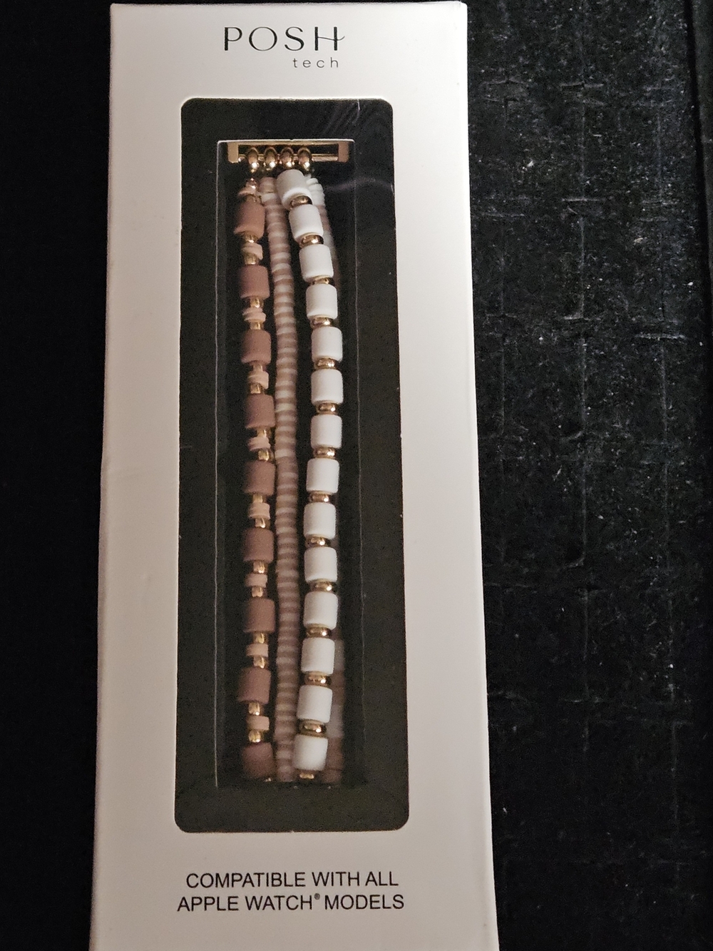 Beaded Apple Watch Band - Pink and White